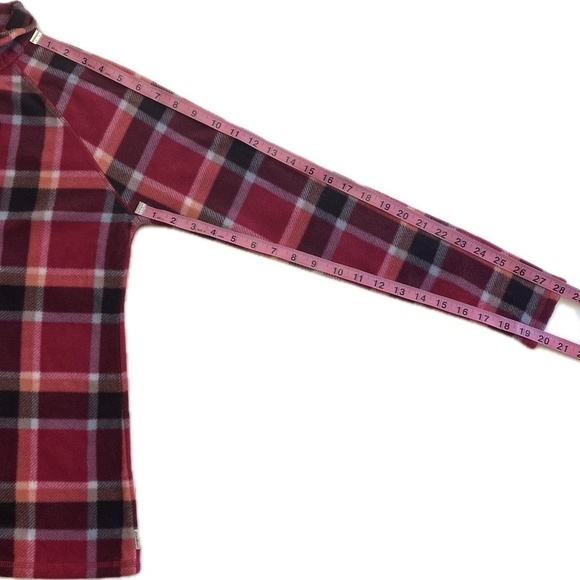 Eddie Bauer Fleece Quarter Zip Pullover Long Sleeve, Red/Pink Plaid, X-Small NWT - Picture 9 of 11